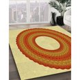 thumbnail image 3 of Ahgly Company Tapis d'Intérieur Ronds Transitionnels Lavables à la Machine Orange Rouge Orange, 3 Pieds Rond, 3 of 7