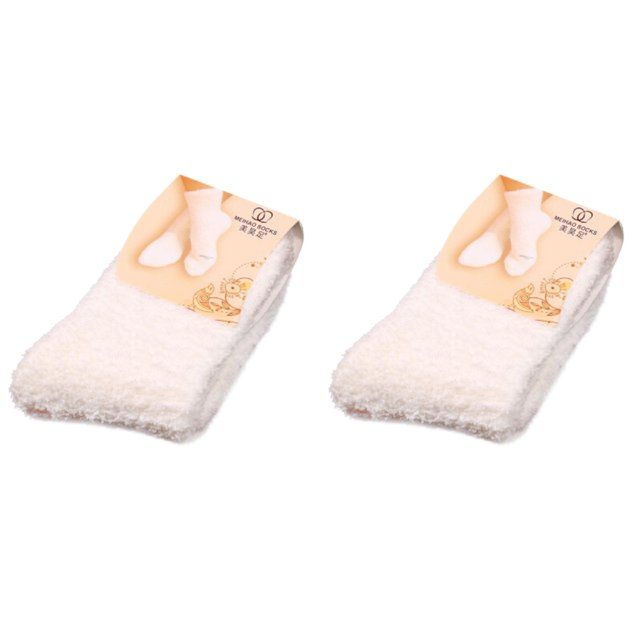 (2-Pack) Kcodviy Home Women Girls Soft Socks for Bed Floor Socks Fluffy Men Compression Socks Warm Winter Pure Color
