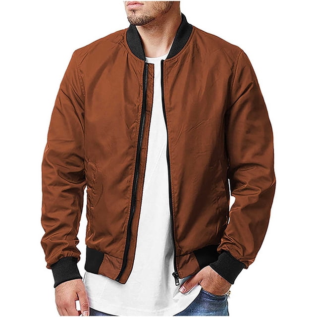 Men Zipper Casual Solid Stand Collar With Long Sleeved Outwear Jacket