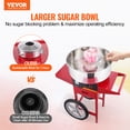 thumbnail image 2 of VEVOR Machine Commerciale pour Barbe à Papa avec Chariot, Fabricant de Fil à Sucre 1000 W Rouge, 2 of 9