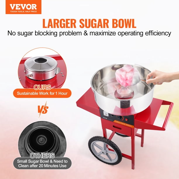 VEVOR Commercial Cotton Candy Machine with Cart Sugar Floss Maker