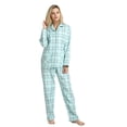 thumbnail image 1 of GLOBAL Women's Flannel Pajama Set - 100% Cotton, Button Down Top & Drawstring Pants | Warm Winter Sleepwear for Canada, 1 of 6