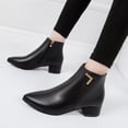 thumbnail image 4 of XZNGL Ladies Fashion Casual Solid Color Pointed Toe Thick Heel Ankle Boots, 4 of 9