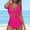 Hot Pink, variant on Wiyuqeen Mash Patchwork Swimsuits Women One Piece Summer Sheer Bathing Suits Tummy Control Bikini Beachwears Solid Color V Neck Monokinis