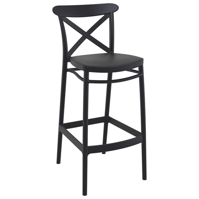 Compamia Cross Tabouret de Bar Contemporain en Résine pour Intérieur et Extérieur - Ensemble de 1, Noir