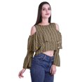 thumbnail image 3 of Moomaya Cold Shoulder Tops Shirts For Women Printed Casual Blouse Short Top, 3 of 4