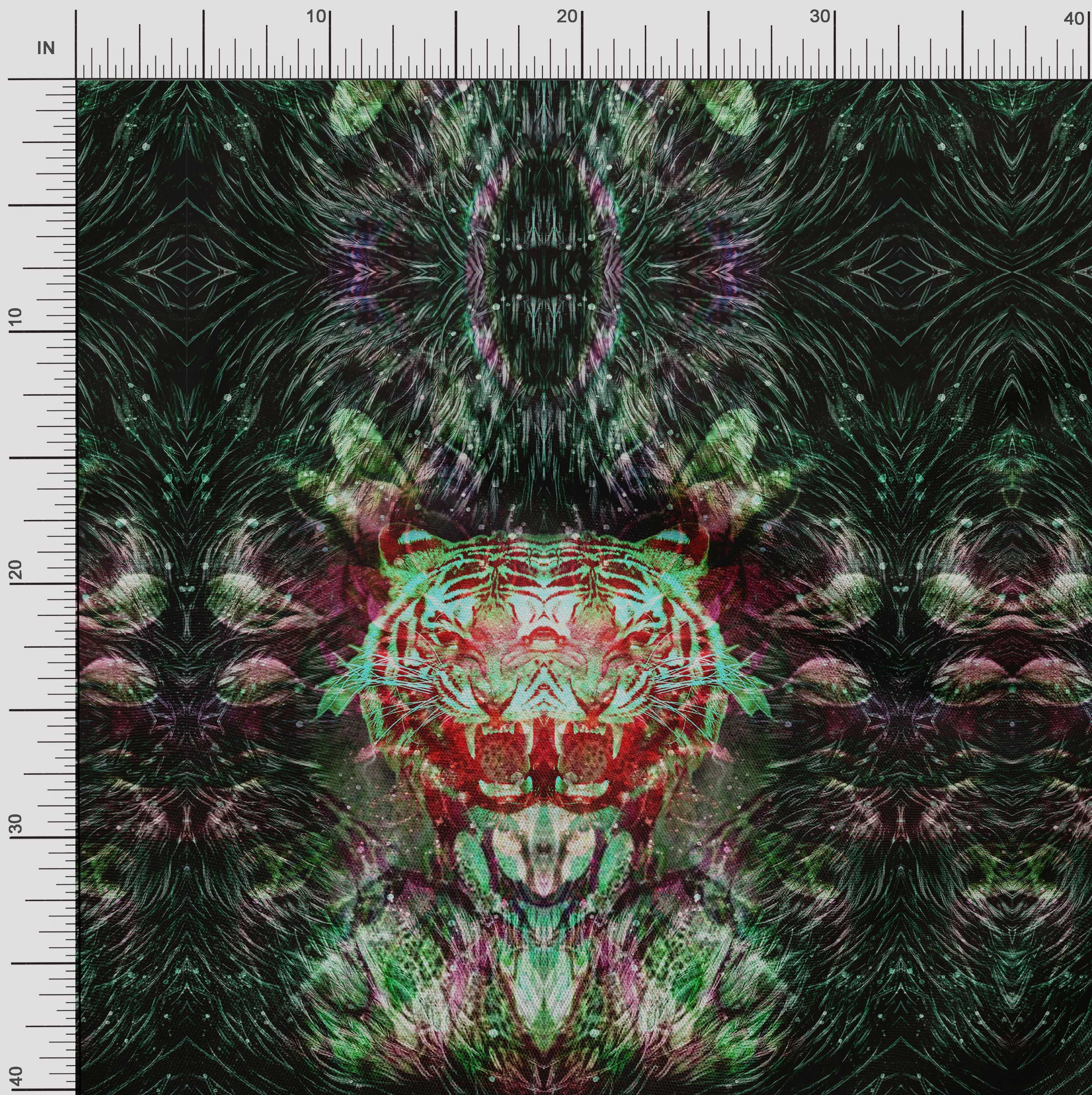 Soimoi Silk Fabric Tiger Panel Print Sewing Fabric metre 42 Inch Wide