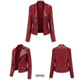 thumbnail image 2 of WEIYLL Womens Fleece Jackets Leather Motorcycle Short Lightweight Pleather Crop Wine Cold Weather Tops Size S, 2 of 8