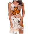 thumbnail image 1 of TJAZFJPA Robe de Bal Rouge Femmes Mode Décontractée Europe et Amérique Petite Bretelle Aguichant Sans Manches Robe à Imprimé Papillon Jupe Courte Robes de Vacances Femmes Tendance 2025 Robes Taille Empire pour Femmes, 1 of 5