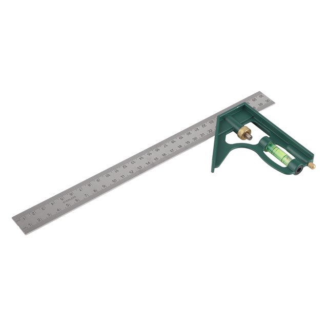 Règle d'Angle Carrée, Règle d'Angle Carrée de Combinaison de 300mm 45/90 Degrés avec Bulle Multi Fonctionnelle Réglable Universelle, Carrés de Menuiserie