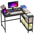 thumbnail image 1 of FDW L-Shaped Gaming Desk 43 Inch Corner Desks, Reversible Side Storage Shelves Metal Frame PC Work Table for Home Office Dorm Sturdy Writing, Black, 1 of 7