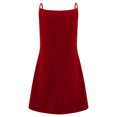 thumbnail image 2 of Innerwin Strappy Slip Dresses Spaghetti Strap Ladies Short Mini Dress Party Button Baggy Swing A-Line Sundress Wine Red L, 2 of 5