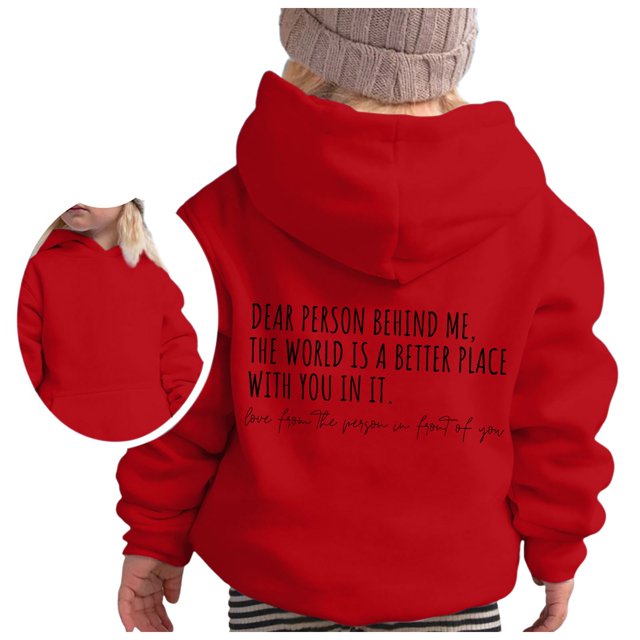PMVFHDE Liquidation Automne Sweat à Col Rond Sweat à Capuche pour Filles Manches Longues Sweat à Capuche Graphique Pulls Mignons pour Enfants Vêtements pour Filles Rouge,150
