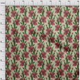 thumbnail image 4 of oneOone Soie Tabby Rouge Tissu Floral Matière de Robe Tissu Imprimé Tissu au Mètre 42 Pouces de Large, 4 of 4