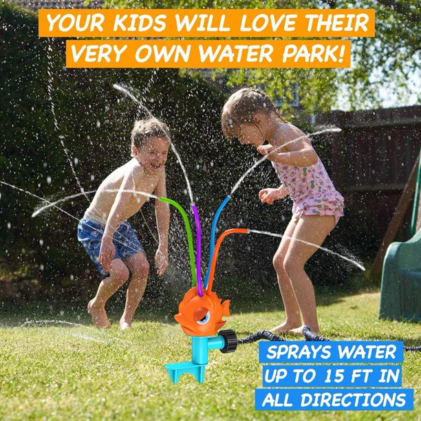 Arroseur d'eau pour enfants de 3 à 8 ans, jouet de danse arc-en-ciel avec 8 tubes mobiles et 4 buses latérales, jeu d'éclaboussures de pelouse pour s'amuser en été, cadeau pour garçons