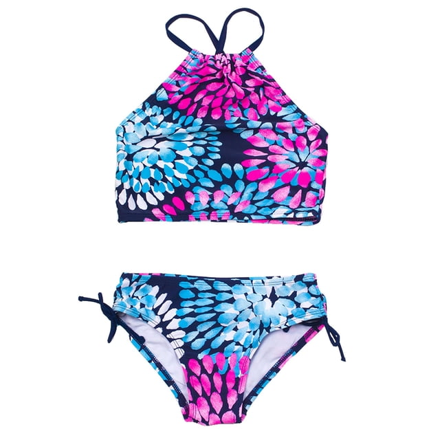 Kcodviy 2 Pcs Girl Swimwear Bathing Suit Toddler Girl Floral Tops Drawstring Bikini Girls Racing Swimsuit Bottoms Suit Girls Suit Girls Bikini New Split Skirt Suit Girls Water Drop Print Bikini