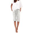 thumbnail image 1 of TrendOFT Summer Shorts For Women Casual Solid Color Linen Drawstring High Waist Lightweight Elastic Plus Size With Button Pockets Comfort Style Lounge Shorts Women Athletic Shorts White XXXXL, 1 of 5