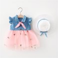 thumbnail image 2 of EQWLJWE Robe pour Bébés Filles, Mode Mignonne Sans Manches, Broderie Douce, Ensemble Robe en Denim à Volants et Chapeau, 2 of 7