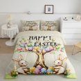 thumbnail image 2 of Erosebridal Happy Easter Bedding Queen Comforter Set for Boys Girls, Rabbit Colorful Eggs Down Comforter, Reversible 3 Pieces, 2 of 8