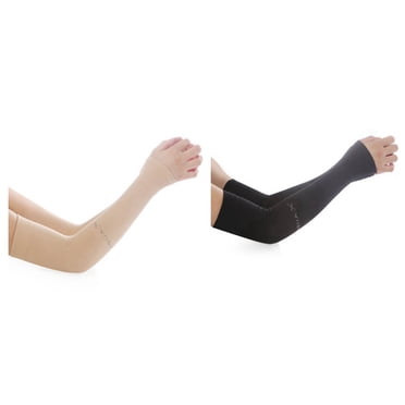 2 Paires de Manchons de Bras Unisexes Rafraîchissants Protection UV Manchons de Bras pour Hommes et Femmes, pour la Course, le Cyclisme, la Randonnée (Noir et Peau)