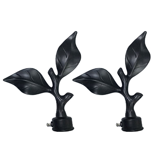 Leutsin 1pcs Curtain Rod Finials Leaf Shaped Curtain Rod End Drapery Rail Pole Head Cap
