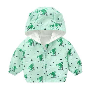 Ketyyh-chn99 Toddler Spring Fall Windbreaker Jacket Children Kids Toddler Baby Boys Girls Cute Cartoon Animals Print Long Sleeve Coats Outer Outwear Outfits Clothes for 18-24 Months,Green