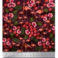 thumbnail image 1 of Soimoi Polyester Crepe Fabric Leaves,Floral & Flamingo Bird Print Fabric by The Yard 42 Inch Wide, 1 of 3