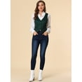 thumbnail image 2 of INSPIRE CHIC Veste Sans Manches à Carreaux Extensible Asymétrique pour Femme à Col en V, Taille Cintrée, à Boutons, 2 of 6