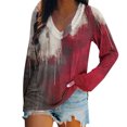 thumbnail image 3 of yoeyez T-Shirts d'Halloween pour Femmes à Manches Longues à Col en V T-Shirts Légers Amples Mode Décontractée Tuniques d'Automne Hauts Rouge,P, 3 of 6