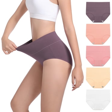 INNERSY Women's High Waist Briefs Soft Cotton Postpartum Underwear for Women 5 Pack(2XL,Violet Blush)