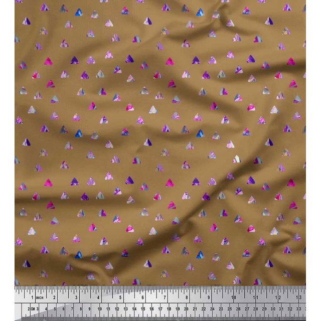 Soimoi Silk Fabric Texture & Triangle Geometric Print Fabric by The Yard 42 Inch Wide