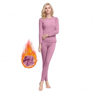 Women's Thermal Underwear Set Winter Warm Base Layer Top And Bottoms for Skiing, Fleece Lined Thermal Top And Pants by Hontri