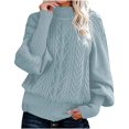 thumbnail image 1 of Chandails Décontractés en Tricot pour Femmes, Torsades, Manches Lanterne, Col Montant, Chandails d'Automne et d'Hiver Chauds, Chandails à Enfiler, 1 of 6