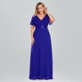 thumbnail image 1 of Plus Size Evening Dresses Long Elegant A Line V Neck Ruffles Chiffon Formal Wedding Party Dress Robe De Soiree, 1 of 8