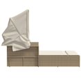 thumbnail image 3 of vidaXL Double Sun Lounger with Canopy and Cushions Beige Poly Rattan, 3 of 5