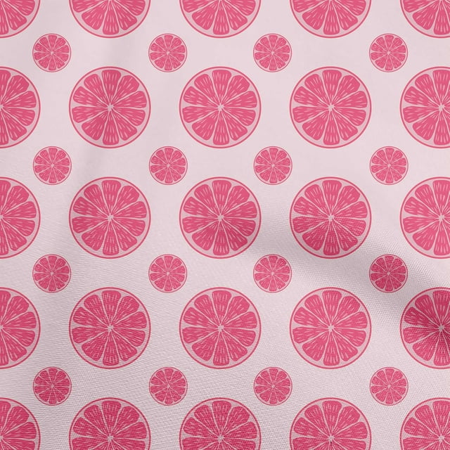 oneOone Viscose Chiffon Magenta Fabric Fruits Lemon Slice Craft Projects Decor Fabric Printed By The Yard 42 Inch Wide