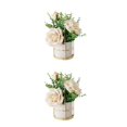 thumbnail image 3 of mmirethe Fake Peony Silk Hydrangea Flower Realistic Appearance Artificial Flowers With Vase Simulation Flower Set Low Maintenance rose white 2Set, 3 of 6