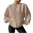 thumbnail image 1 of Pisexur Chandail en Molleton pour Femmes Décontracté Ample Automne Chandails en Molleton pour Femmes Couleur Unie Col Rond Chandail en Molleton Manches Longues Chemises pour Femmes Mode Chandail en Molleton Texturé Chandail Tops, 1 of 8