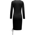 thumbnail image 5 of CEHVOM Women Pullover Long Sleeve Autumn Solid Casual V Neck Sweatshirt Drawstring Dress, 5 of 5