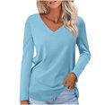 thumbnail image 1 of Timegard Womens Tops V-Neck Long Sleeve Basic Tee Solid Color Comfy Blouse Fall Casual Tunic Tops, 1 of 5