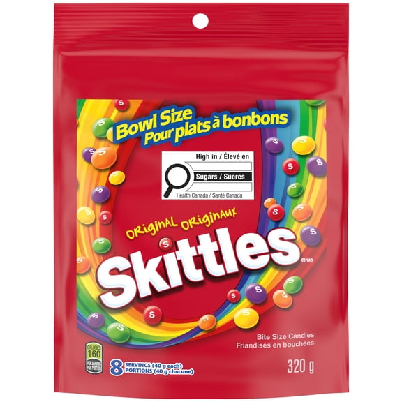 SKITTLES, Original Chewy Candy, Bowl Size Bag, 320g