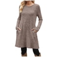 thumbnail image 1 of SHTXOZHI Robe Chandail en Tricot à Manches Longues et Col Ras du Cou Décontractée d'Automne et d'Hiver pour Femmes avec Poches, 1 of 5