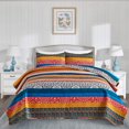 thumbnail image 1 of JML 3-Piece Quilt Set, Queen, Orange & Blue, Soft Microfiber, 320GSM, Bedding Set, 1 of 5