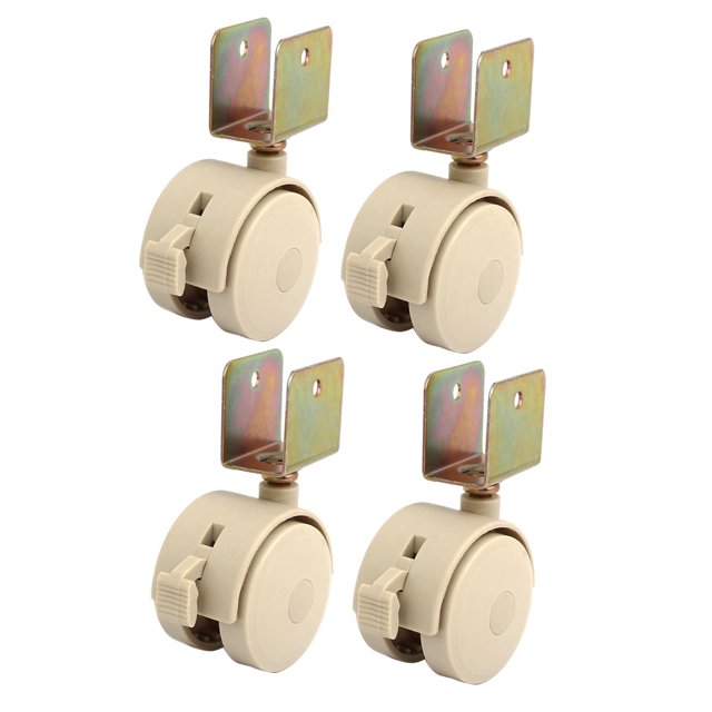Unique Bargains 4pcs 20mm Plastic U Bracket Swivel Caster Wheel Tan w Brake