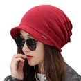 thumbnail image 1 of Women's Cotton Hat Thick Warm Windproof Simple Solid Color Beanie Hat, 1 of 7