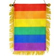 thumbnail image 1 of Anley 4 X 6 Inch Rainbow Fringy Window Hanging Flag - Mini Flag Banner & Car Rearview Mirror Décor - Fringed & Double Sided - Rainbow LGBT Hanging Flag with Suction Cup, 1 of 6