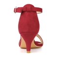 thumbnail image 2 of BLISSFUL STEP Sandales à Petits Talons pour Femmes à Brides, Bout Ouvert, Cheville, Rouges 9, 2 of 7