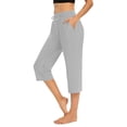 thumbnail image 2 of Plebaso Capri Pants for Women Drawstring Cropped Wide Leg Pants Lightweight Lounge Yoga Capris with Pockets, 2 of 7