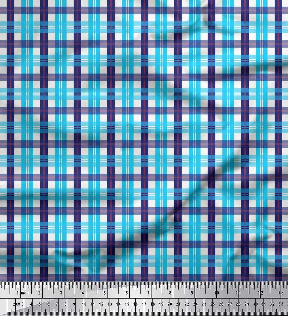 Soimoi Velvet Fabric Gingham Check Print Fabric by the Yard 58 Inch Wide