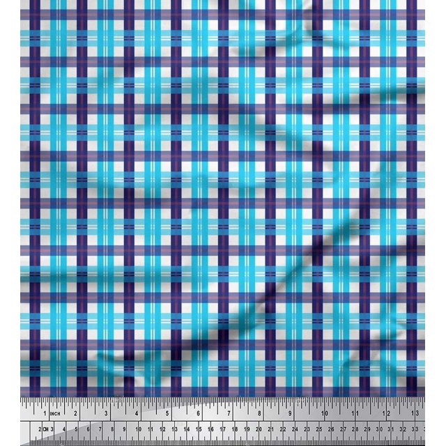 Soimoi Rayon Fabric Gingham Check Print Fabric by Yard 42 Inch Wide